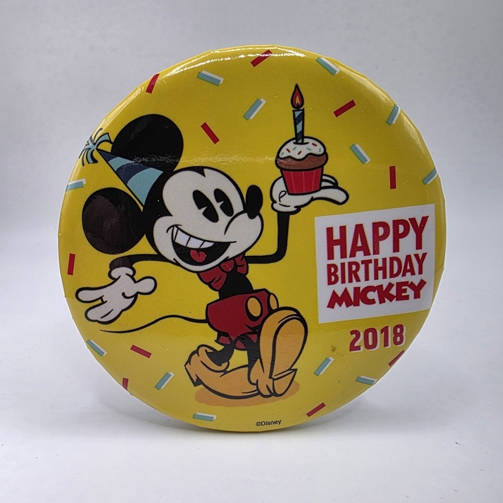 Walt Disney World Mickey Mouse 90th Happy Birthday Button 2018 Pin Disney Parks